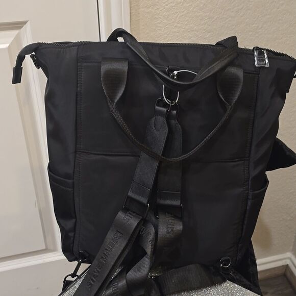 Steve Madden BAction Convertible Backpack/Tote Bag- Black - Picture 4 of 10